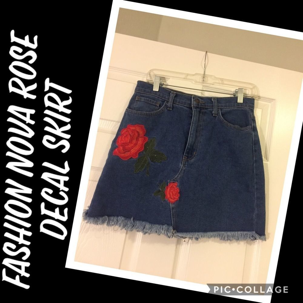 BNWOT! Fashion Nova Rose Decal Skirt L